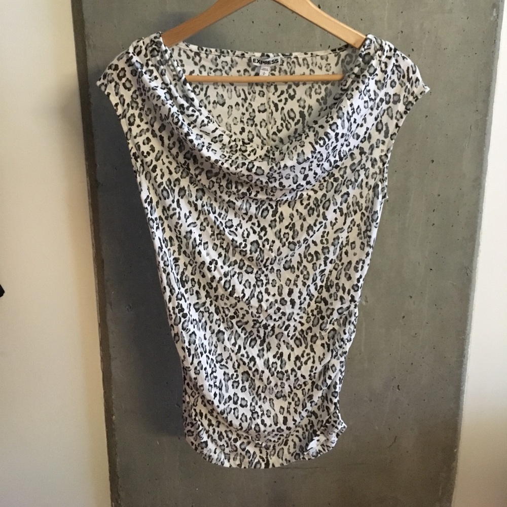 Express white leopard print casual blouse